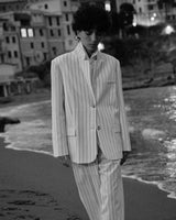 Blazer droit rayé à deux boutons white Velvet