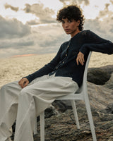 Openwork knit long-sleeve cardigan marine Velasquez