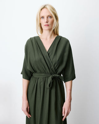Flared maxi V-neck wrap dress kaki Amelia