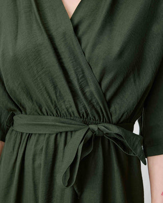 Flared maxi V-neck wrap dress kaki Amelia