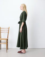Flared maxi V-neck wrap dress kaki Amelia