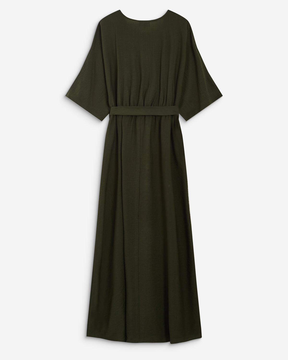 Flared maxi V-neck wrap dress kaki Amelia