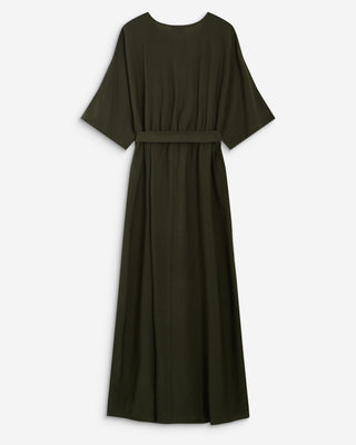 Flared maxi V-neck wrap dress kaki Amelia