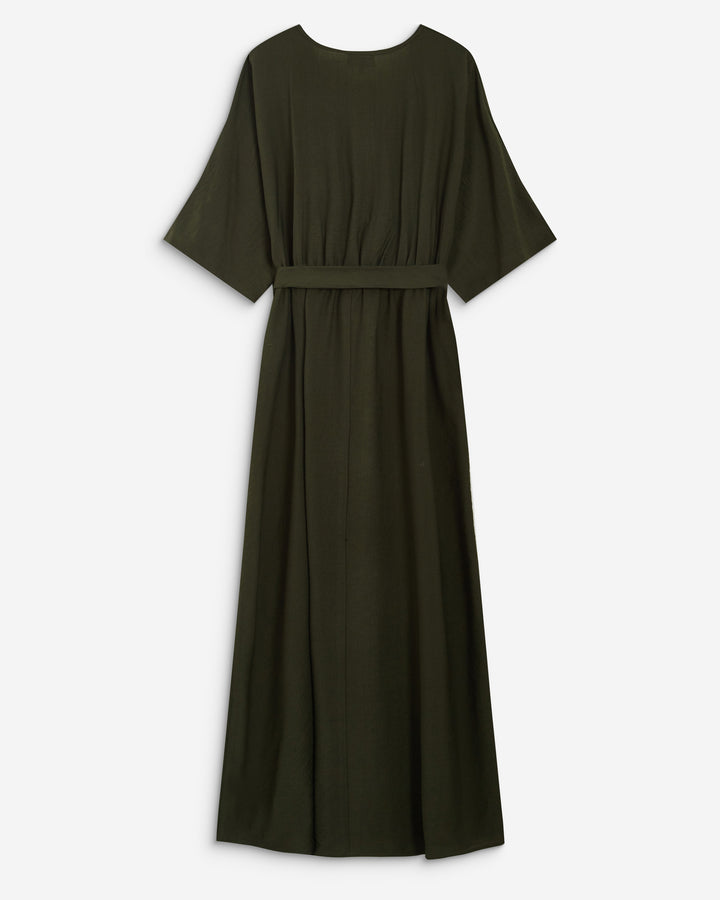 Flared maxi V-neck wrap dress kaki Amelia