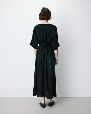 Flared maxi V-neck wrap dress noir Amelia