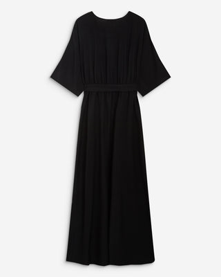 Flared maxi V-neck wrap dress noir Amelia