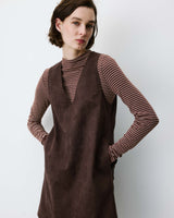 Sleeveless short suede-effect dress chocolat Anaya