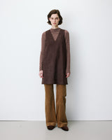 Sleeveless short suede-effect dress chocolat Anaya