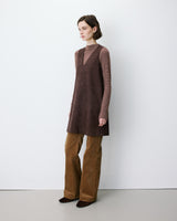 Sleeveless short suede-effect dress chocolat Anaya