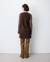 Sleeveless short suede-effect dress chocolat Anaya