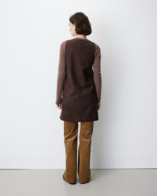 Sleeveless short suede-effect dress chocolat Anaya