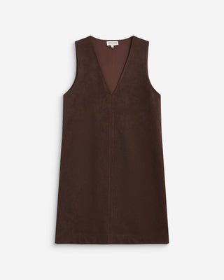 Sleeveless short suede-effect dress chocolat Anaya