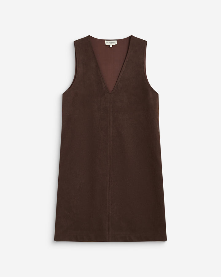 Sleeveless short suede-effect dress chocolat Anaya
