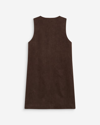 Sleeveless short suede-effect dress chocolat Anaya