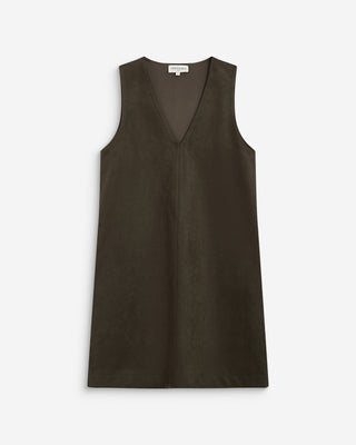 Robe courte sans manches en suédine kaki Anaya