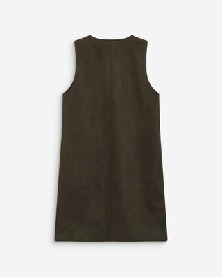 Robe courte sans manches en suédine kaki Anaya