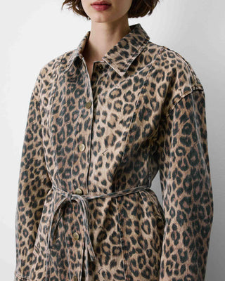 Robe chemise courte en denim à motif leo Alizee