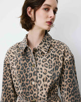 Robe chemise courte en denim à motif leo Alizee