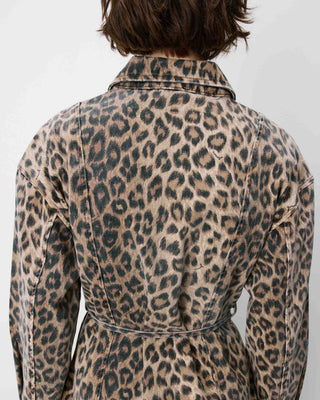 Robe chemise courte en denim à motif leo Alizee