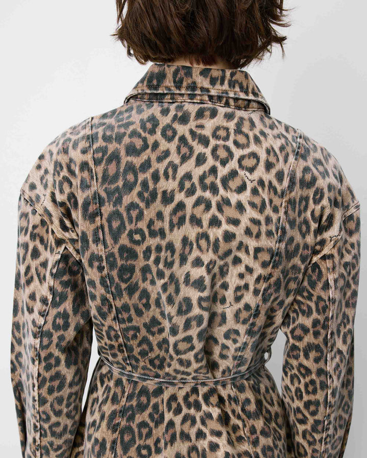 Robe chemise courte en denim à motif leo Alizee