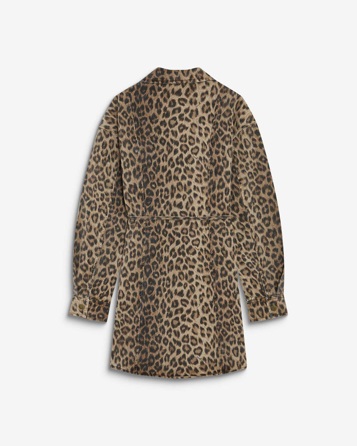 Robe chemise courte en denim à motif leo Alizee