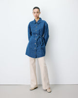Robe chemise courte en denim à motif mediumblue Alizee