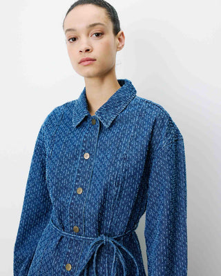 Robe chemise courte en denim à motif mediumblue Alizee