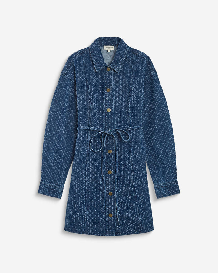 Robe chemise courte en denim à motif mediumblue Alizee