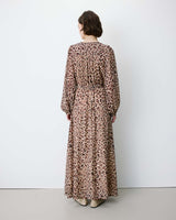 Robe longue col V manches longues imprimée leo Alice