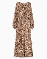 Robe longue col V manches longues imprimée leo Alice