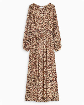 Robe longue col V manches longues imprimée leo Alice