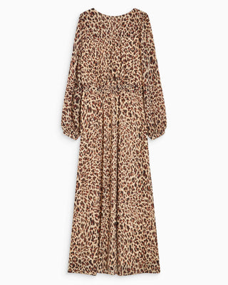 Robe longue col V manches longues imprimée leo Alice