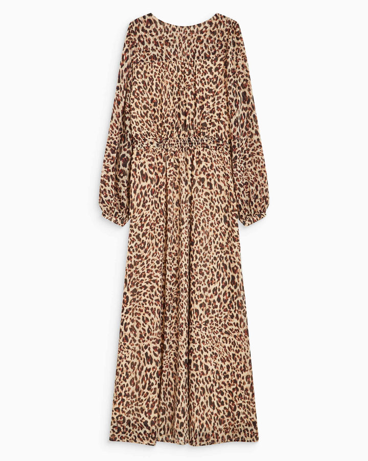 Robe longue col V manches longues imprimée leo Alice