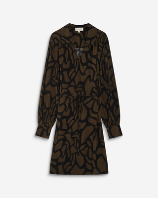 Robe courte portefeuille à motif kaki Anika