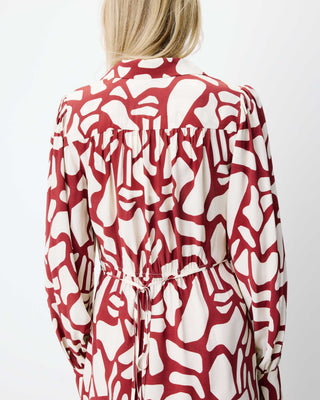 Robe courte portefeuille à motif terracotta Anika