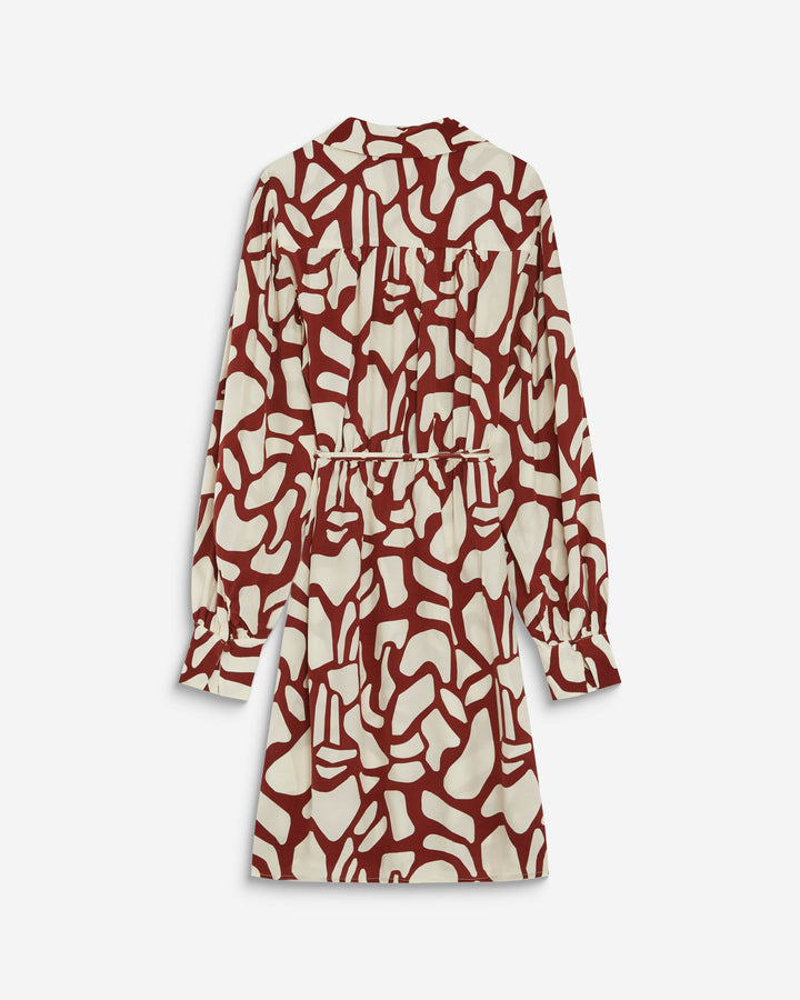 Robe courte portefeuille à motif terracotta Anika