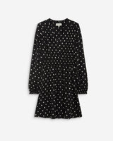 Robe courte fluide manches longues bouffantes pois Ailona