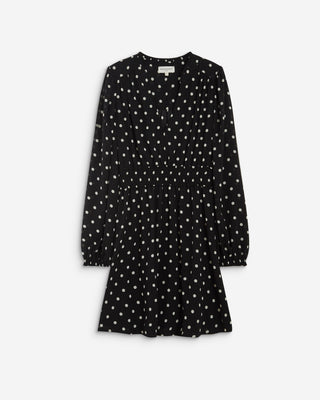 Robe courte fluide manches longues bouffantes pois Ailona