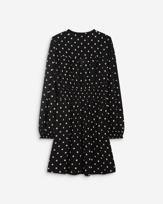 Robe courte fluide manches longues bouffantes pois Ailona