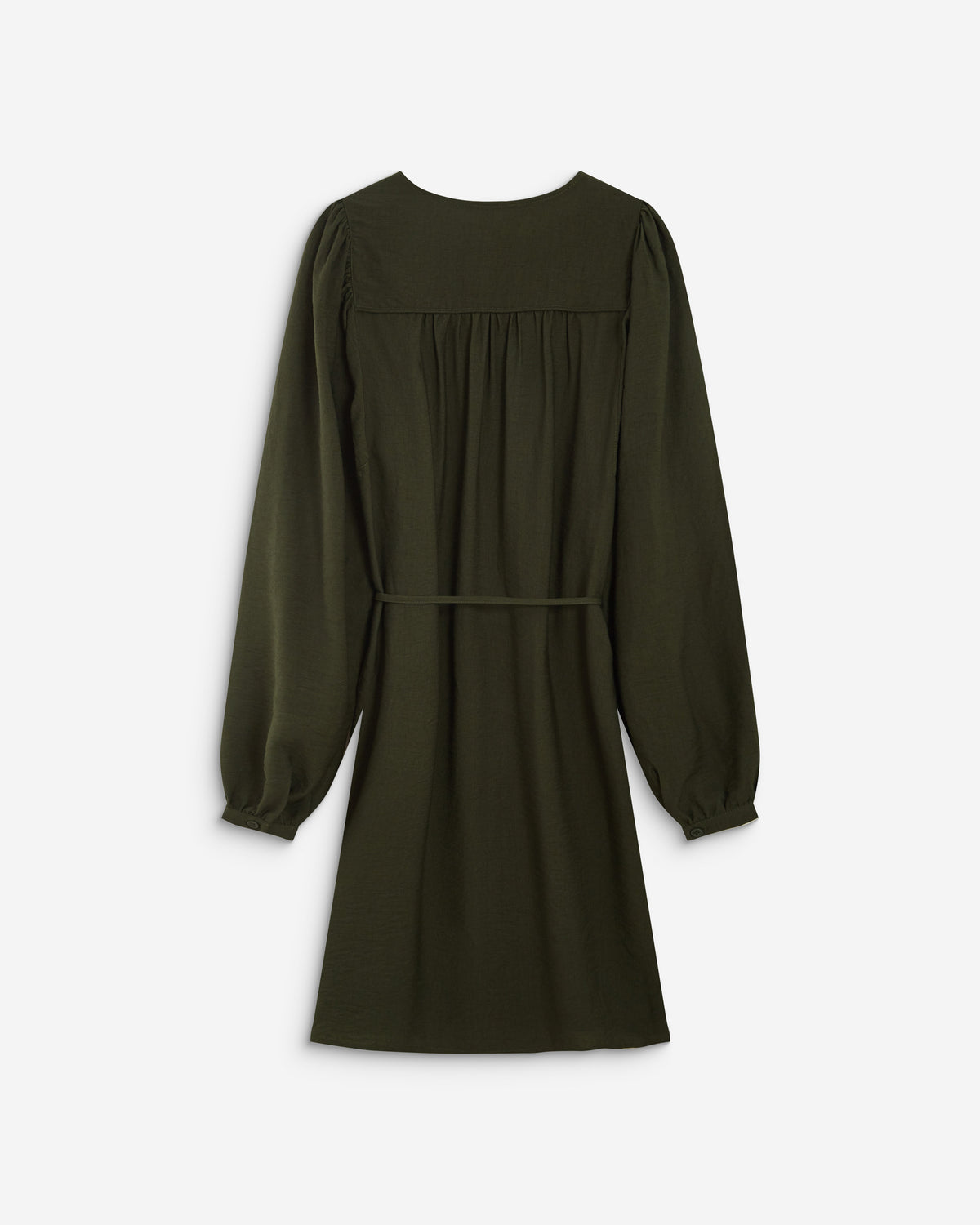 Robe courte col V manches bouffantes kaki Alienor