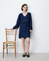 Vestido corto mangas abullonadas marine Alienor