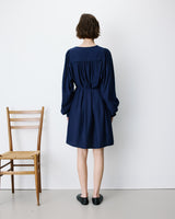 Vestido corto mangas abullonadas marine Alienor