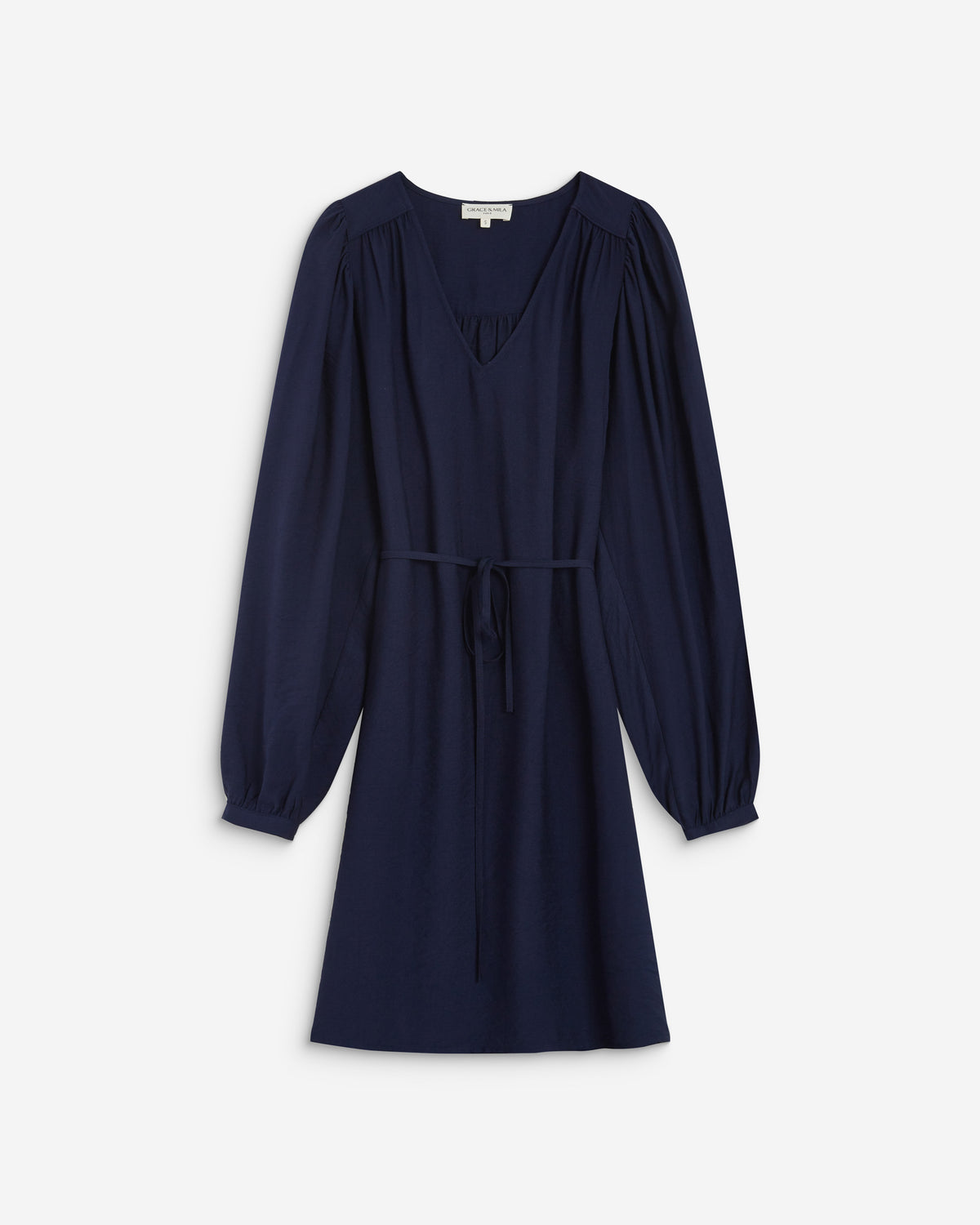Vestido corto mangas abullonadas marine Alienor
