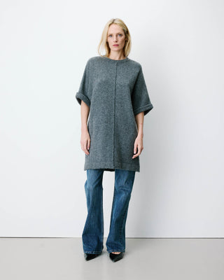 Short knit dress with kimono sleeves anthracite Alinae