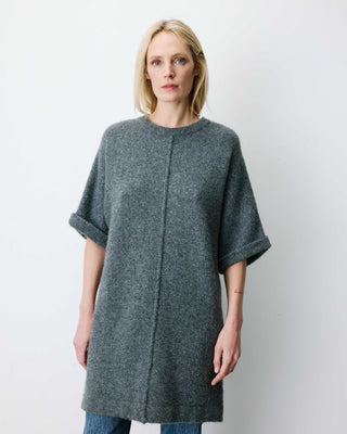 Short knit dress with kimono sleeves anthracite Alinae