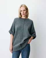 Short knit dress with kimono sleeves anthracite Alinae