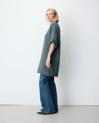 Short knit dress with kimono sleeves anthracite Alinae