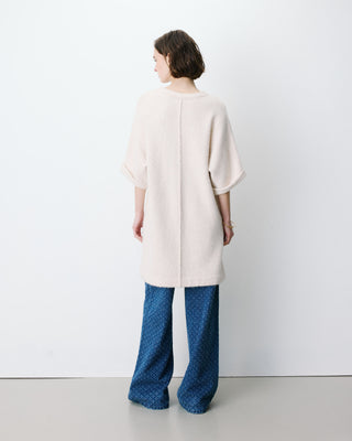 Robe courte en maille manches kimono sable Alinae