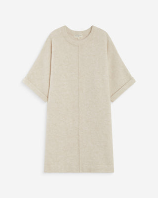 Robe courte en maille manches kimono sable Alinae