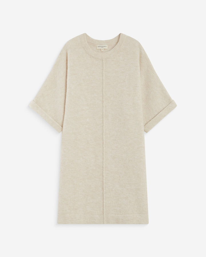 Robe courte en maille manches kimono sable Alinae